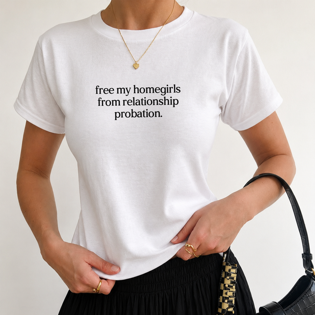 'FREE MY HOMEGIRLS FROM RELATIONSHIP PROBATION' BABY TEE